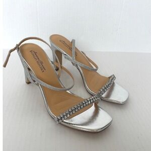 Badgley Mischka Embellished Silver Sandals Sparkly Heels Shoes SIZE‎ 9.5 NWOB